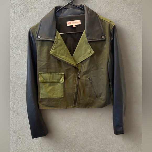 WYTHE OLIVE & BLACK CROPPED MOTO - Picture 1 of 5